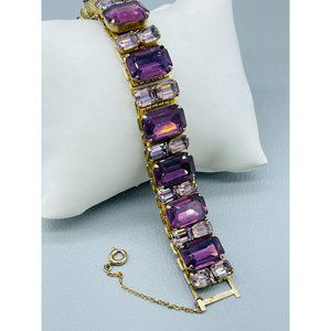 Coro Pegasus Vintage Purple Lavender Rhinestones Mesh Bracelet